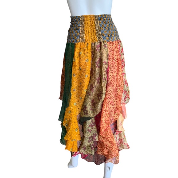 INDIA BOUTIQUE COLORFUL DIAMOND CUT PANEL SKIRT. WOMEN’S S/M - Picture 3 of 7